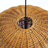 Very rare original XXL rattan ball pendant lamp | Mid Century Modern | Ø 66