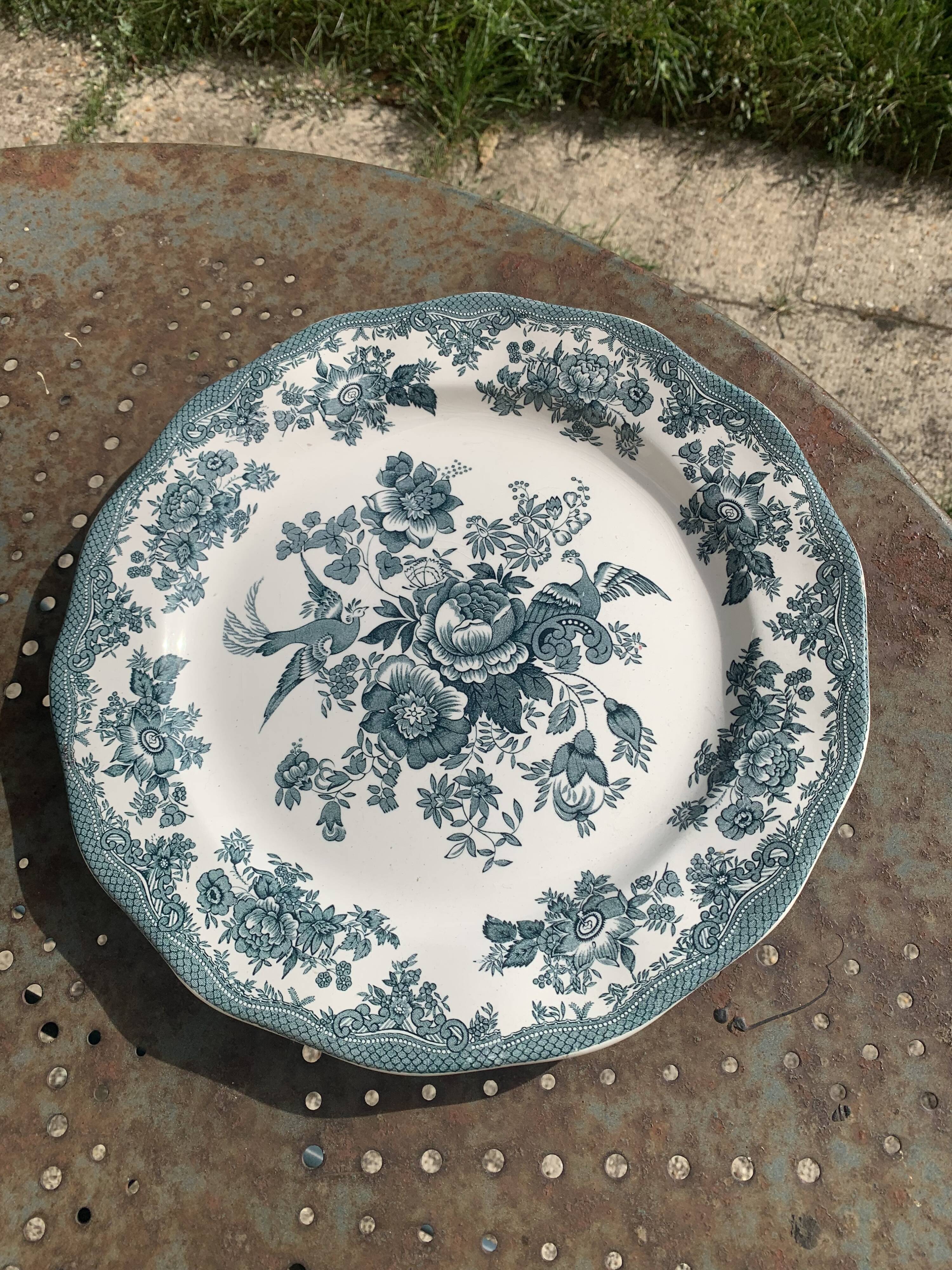 Enoch Wedgwood England cake dish Asiatic pheasants antique