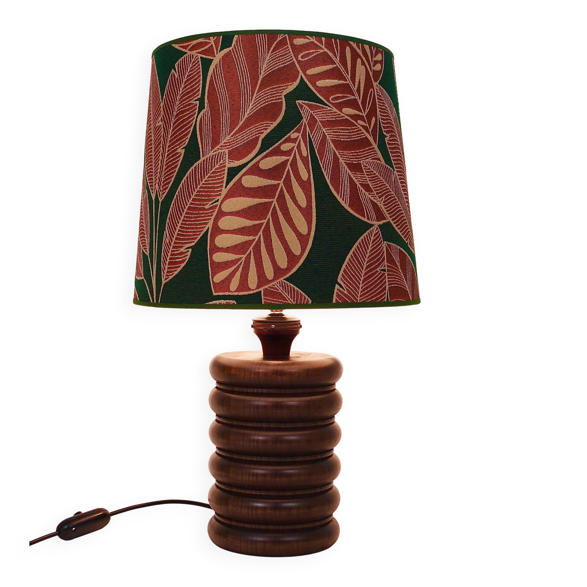 Mid-century table or accent lamp, turned wooden base, Sweden, 1970s