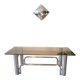 Table basse 1970 verre fumé et chrome