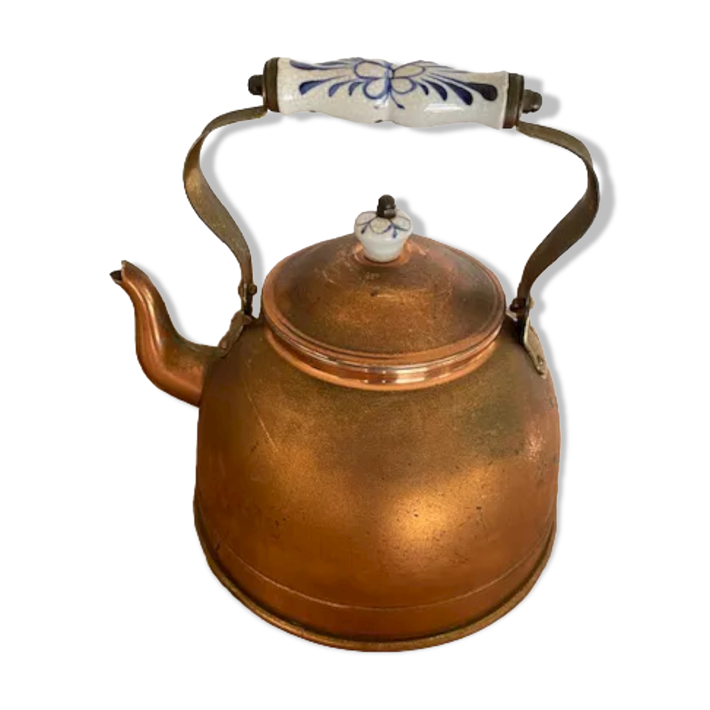 Copper kettle porcelain handle