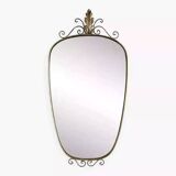 Rearview mirror and free form from the 50s - 60s on a brass frame