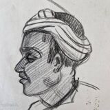 Hélène Vogt (1902-1994) - Charcoal drawing on paper - Moroccan portrait