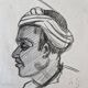 Hélène Vogt (1902-1994) - Dessin au fusain sur papier - Portrait marocain