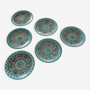 Set of 6 ceramic dinner plates signed Robert Picault