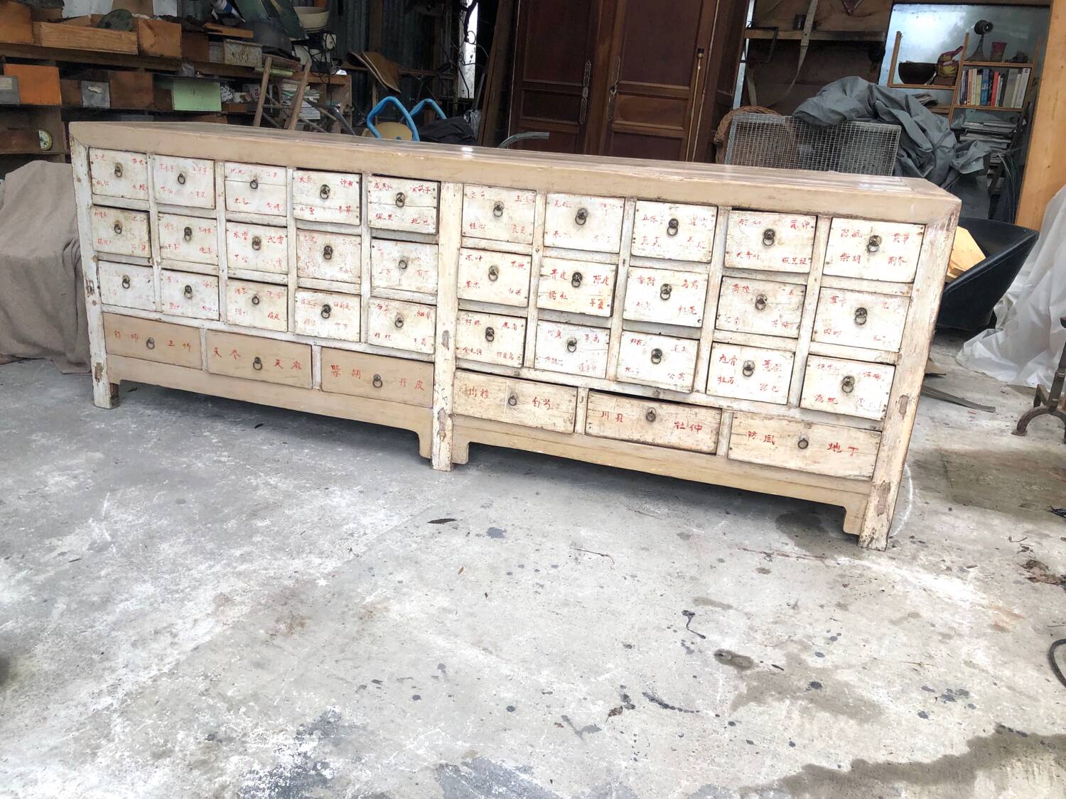Large antique Chinese apothecary furniture sideboard