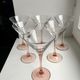 Set of 6 pink-footed cocktail glasses design 70s