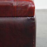 Red cow leather square chesterfield ottoman/storage pouf