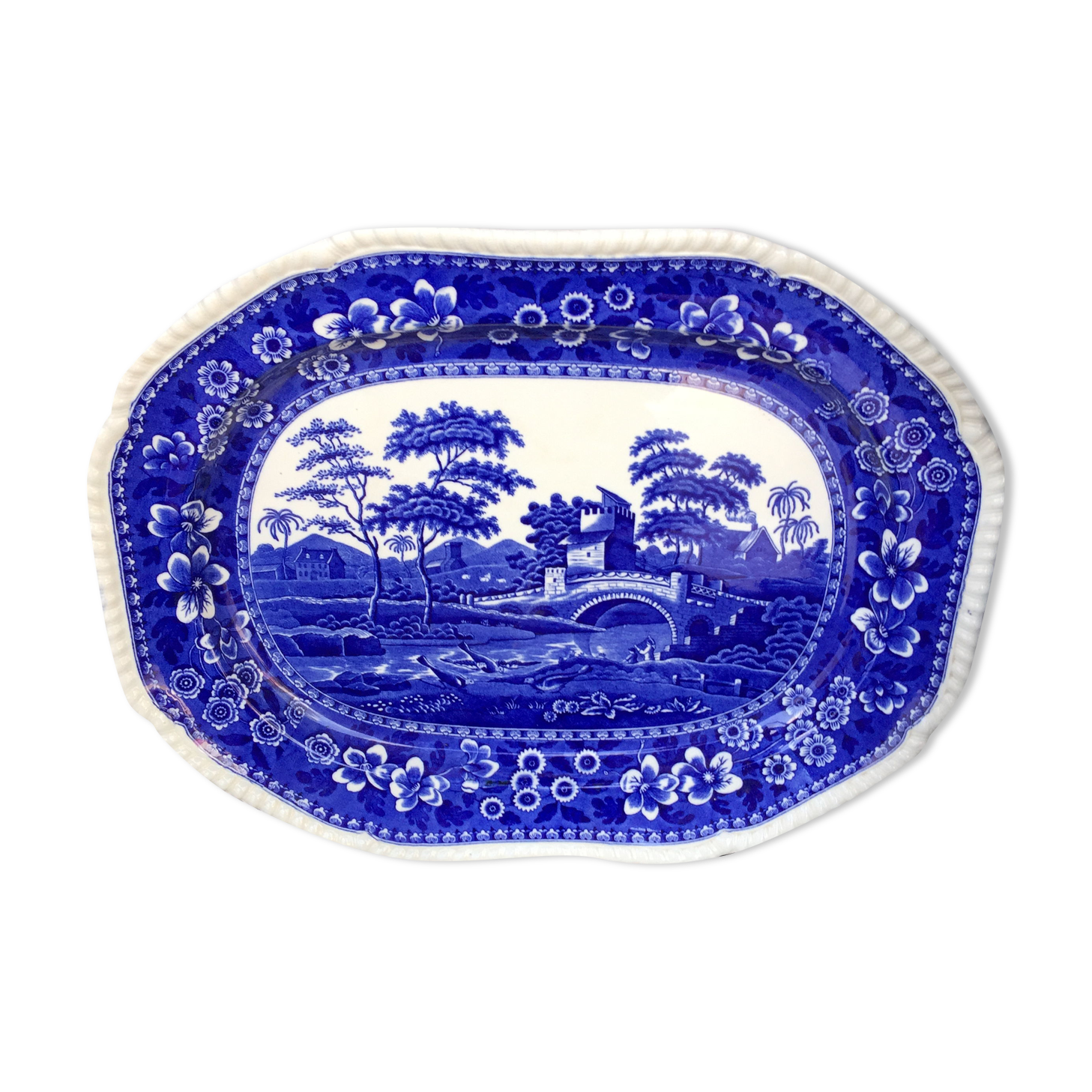 Dish in english earthenware blue and white
