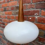 Louis Kalff opaline and teak suspension