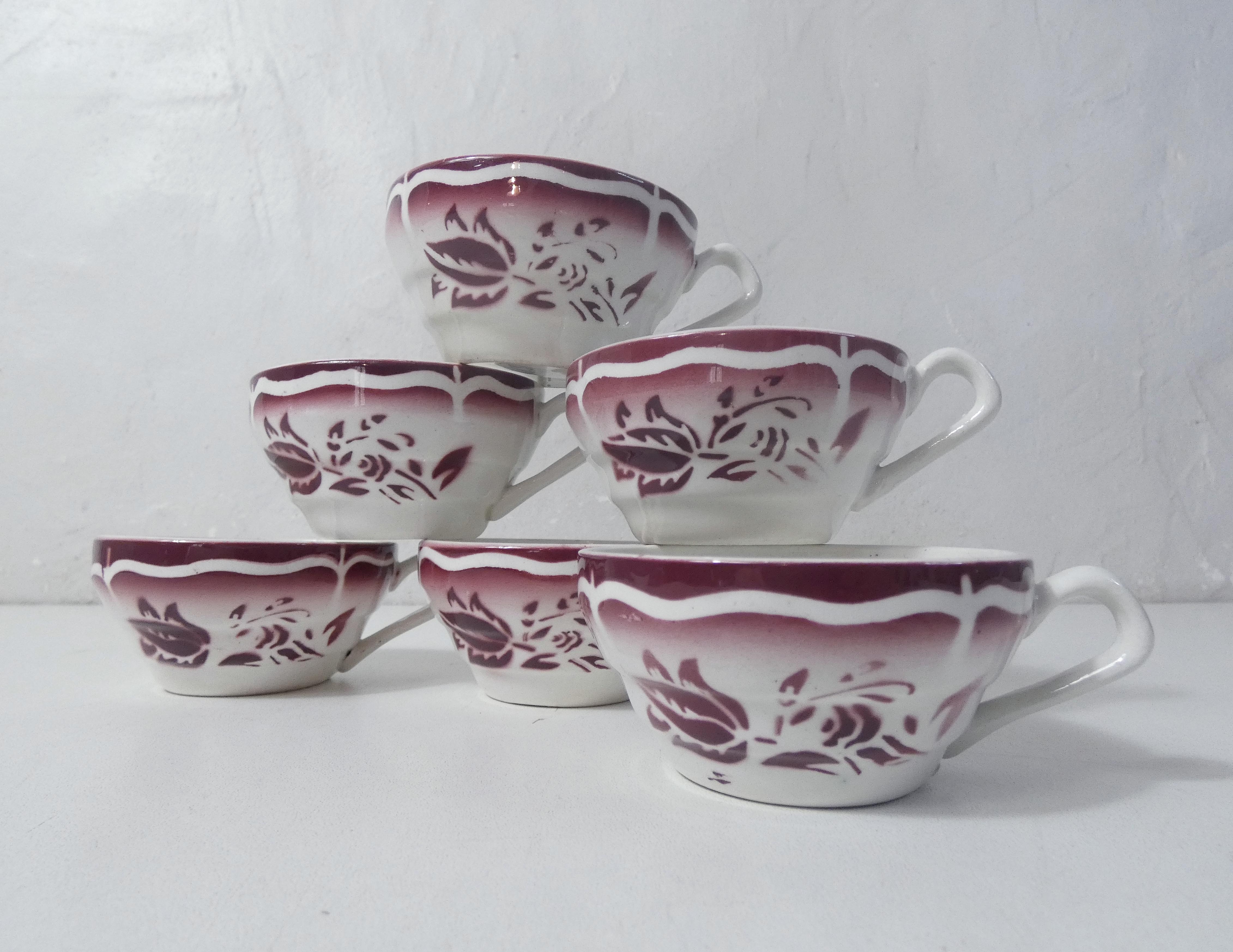 6 cups Digoin Sarreguemines