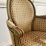 Pair of wooden and velvet armchairs in Louis XVI style 19th century