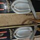 Old skis wooden and its pair of sticks