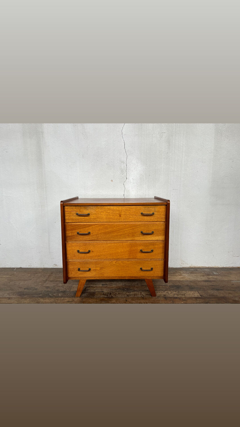 Vintage compass feet chest of drawers 1950 1960