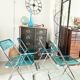 Set of 4 blue Plia folding chairs by Castelli