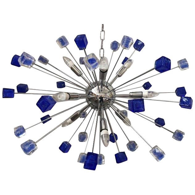 Chandelier murano glass sputnik blue italian handmade