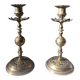 Pair of Vintage Gold-Plated Brass Metal Candlesticks