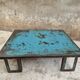 Table basse industrielle acier azur 90 x 110 cm