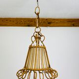 Vintage rattan pendant lamp 60s
