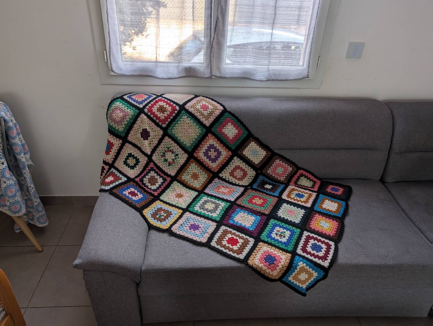 Plaid, jetée de canapé Granny. Vintage