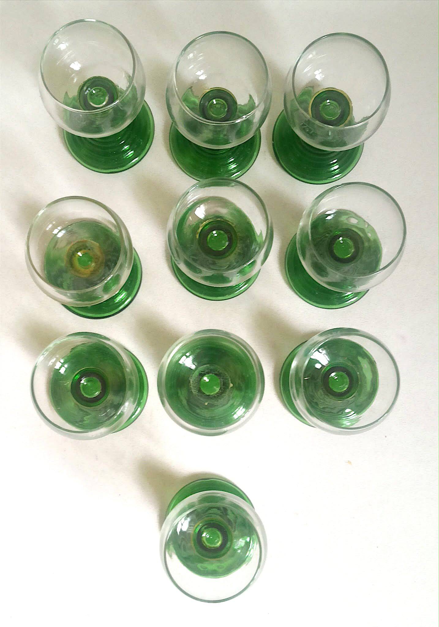 Set of 10 Alsatian Roemer glasses from the 1970s, height 16 cm.