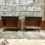 Pair of night tables feet compass bedside end of vintage sofa old 1950 1960 retro