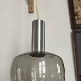 Space Age chandelier, smoked glass and chrome, seventies