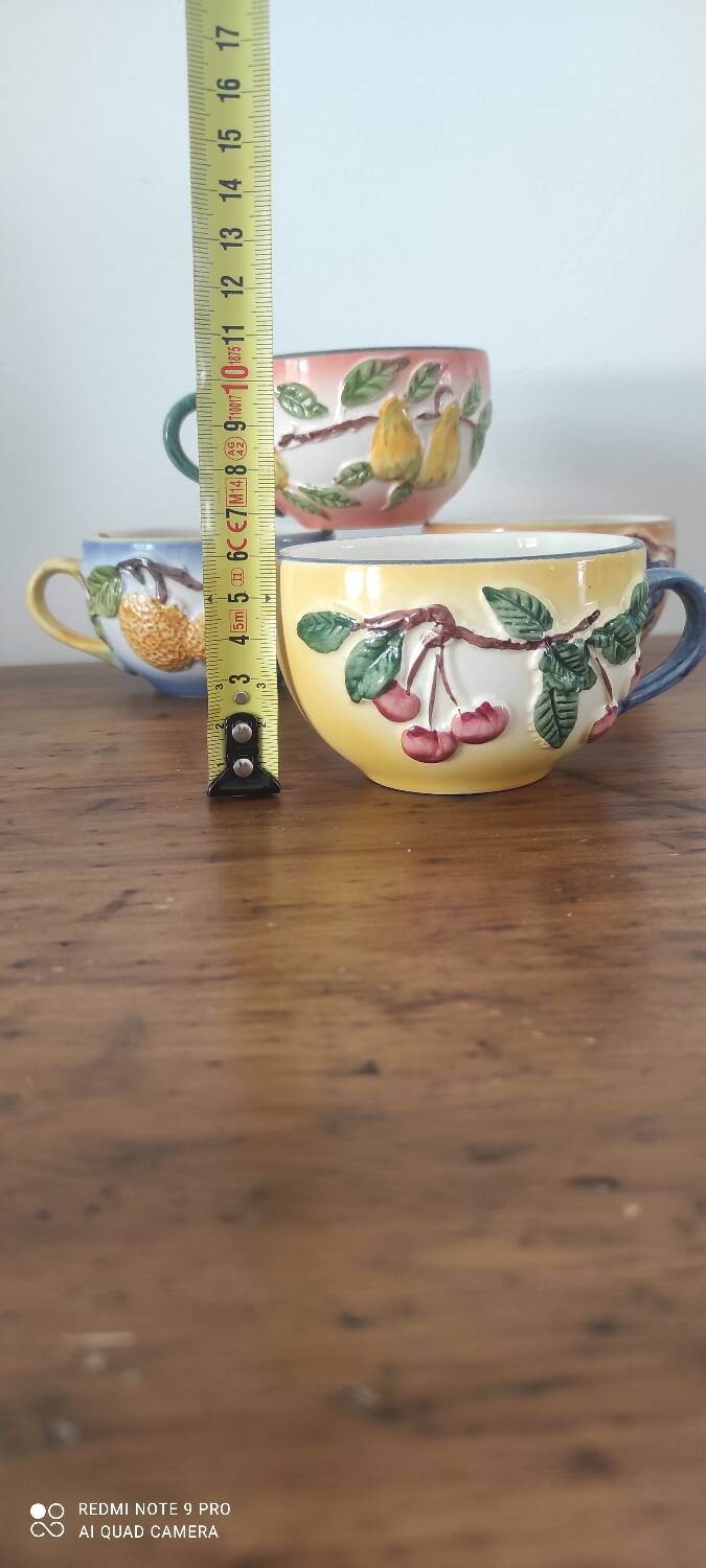 4 tasses en barbotine