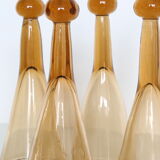 Set of 6 champagne flutes called 'trinquette' or 'cul sec' in mouth-blown glass, vintage