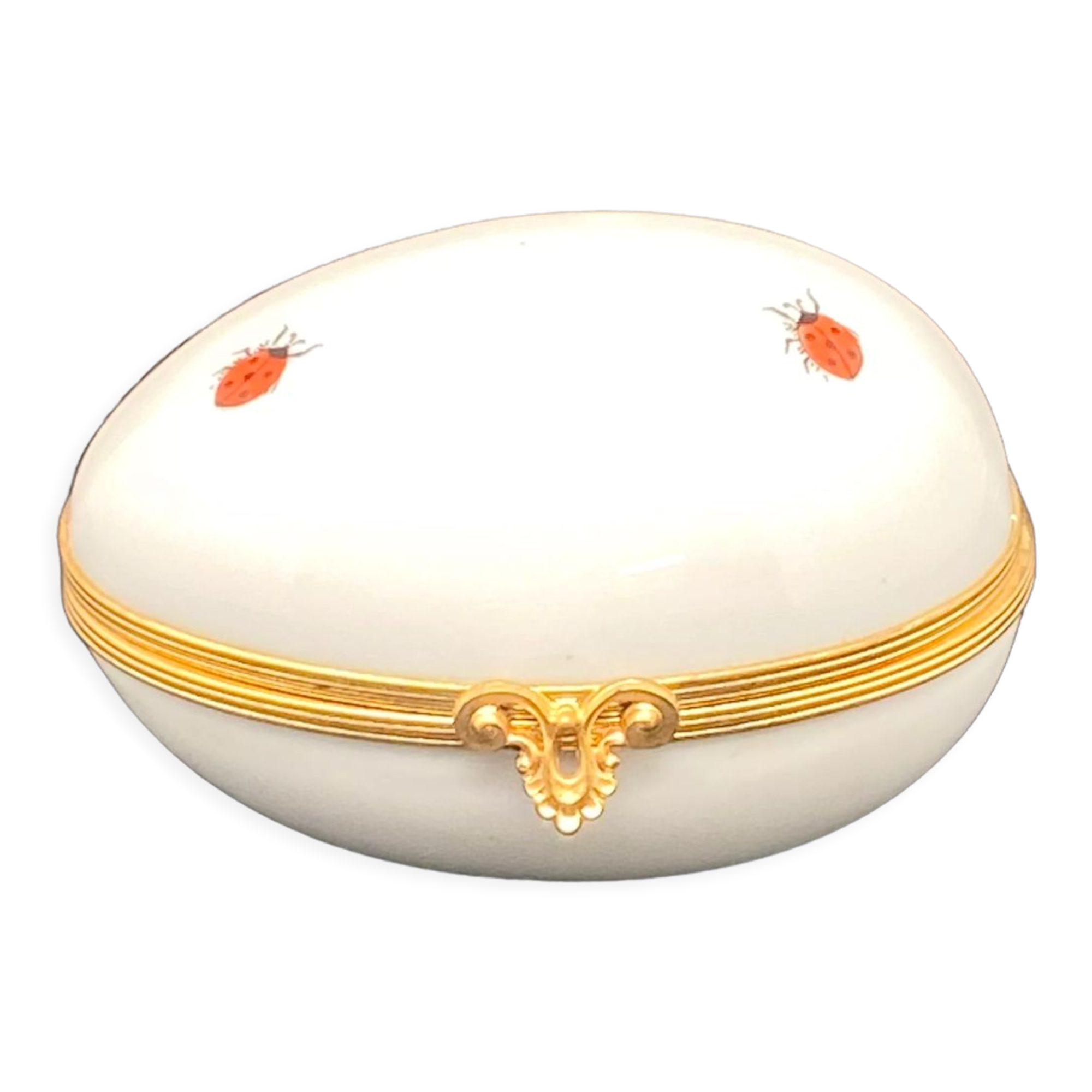 Decorative egg in Limoges porcelain Ladybug pattern