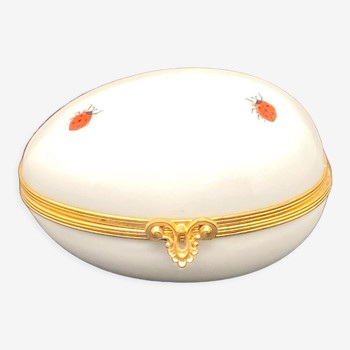 Decorative egg in Limoges porcelain Ladybug pattern