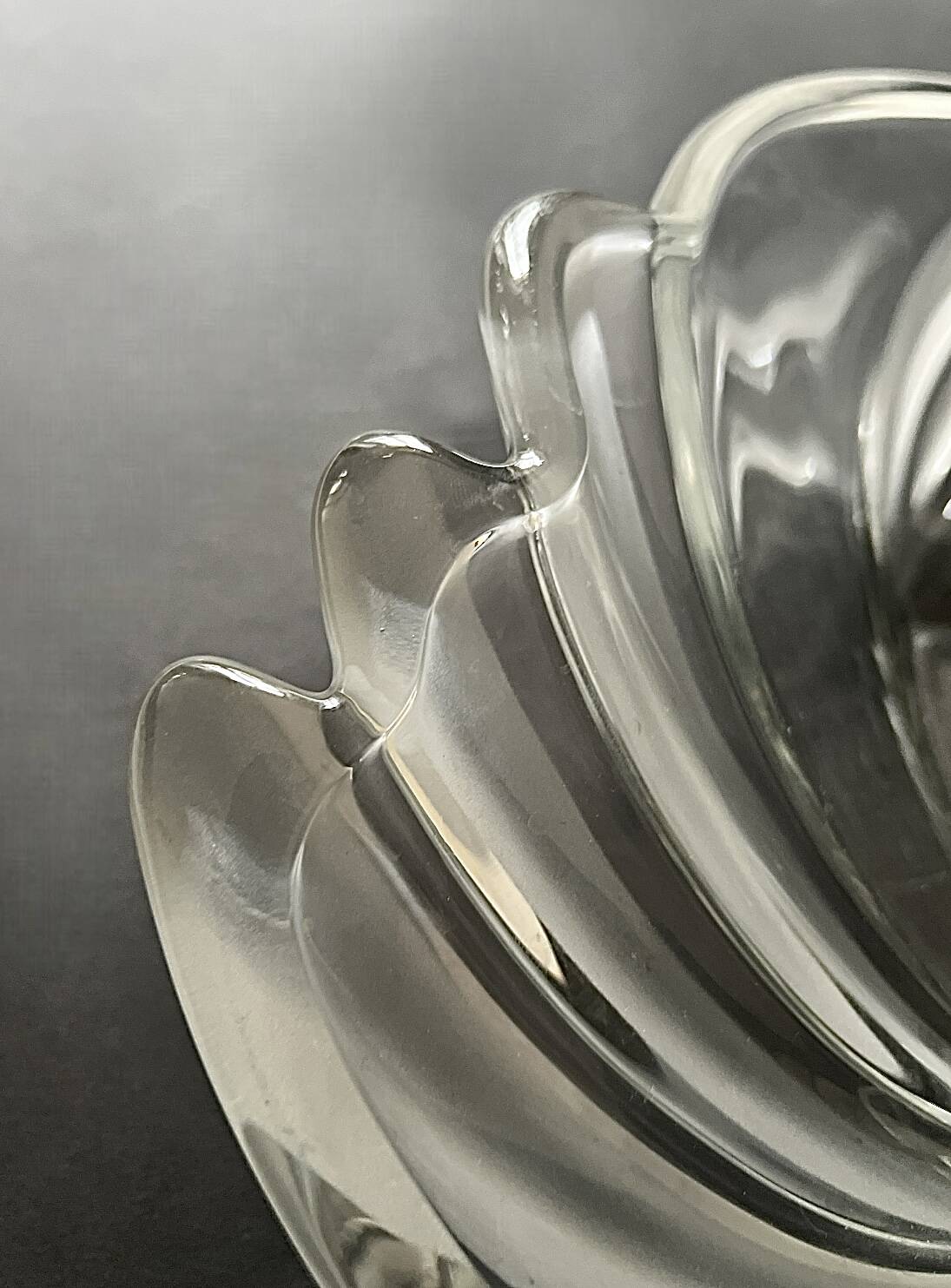 Large Art Deco crystal glass basket or catchall