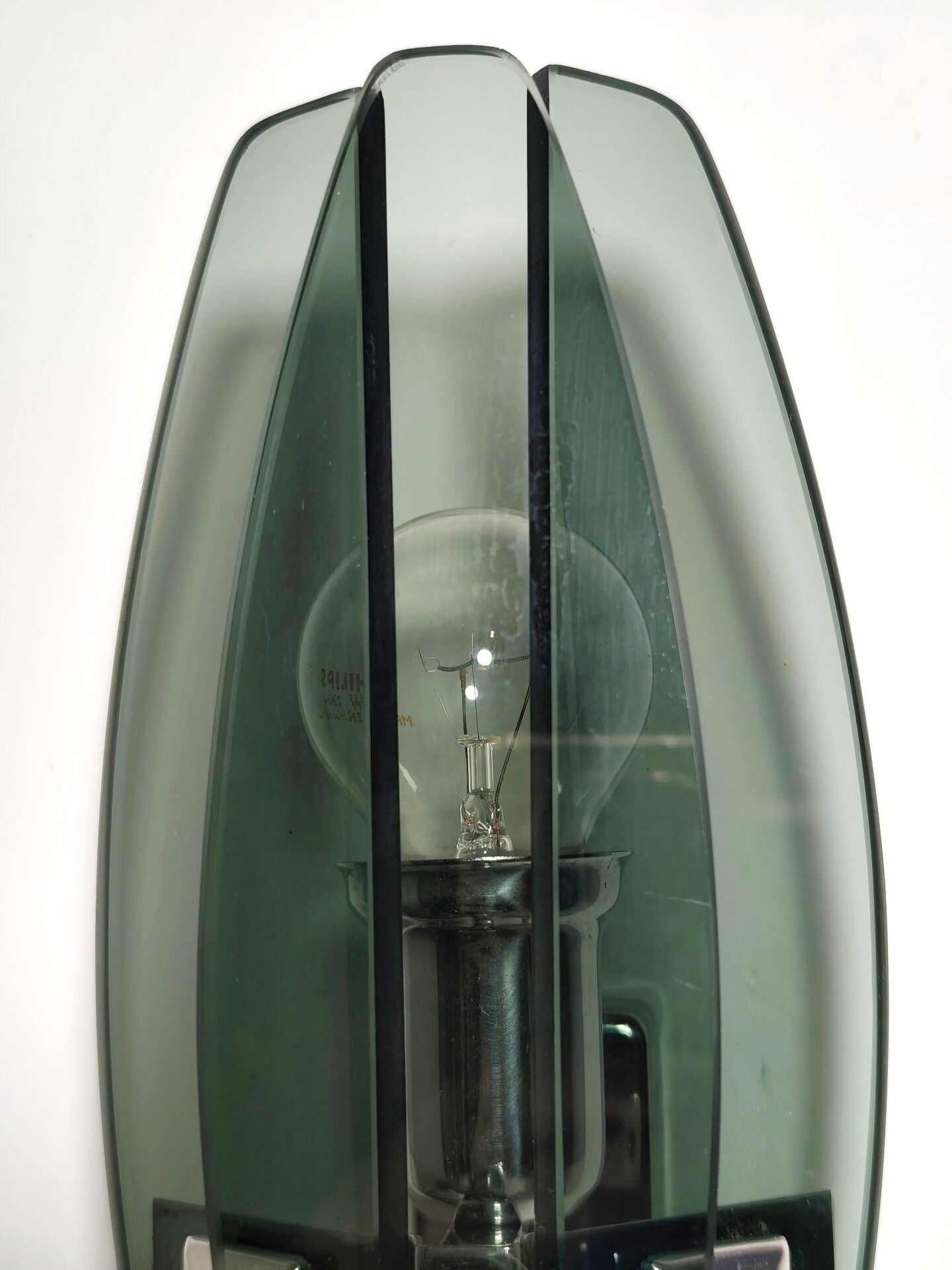 Smoked glass wall sconce. Italy, 1970s.
