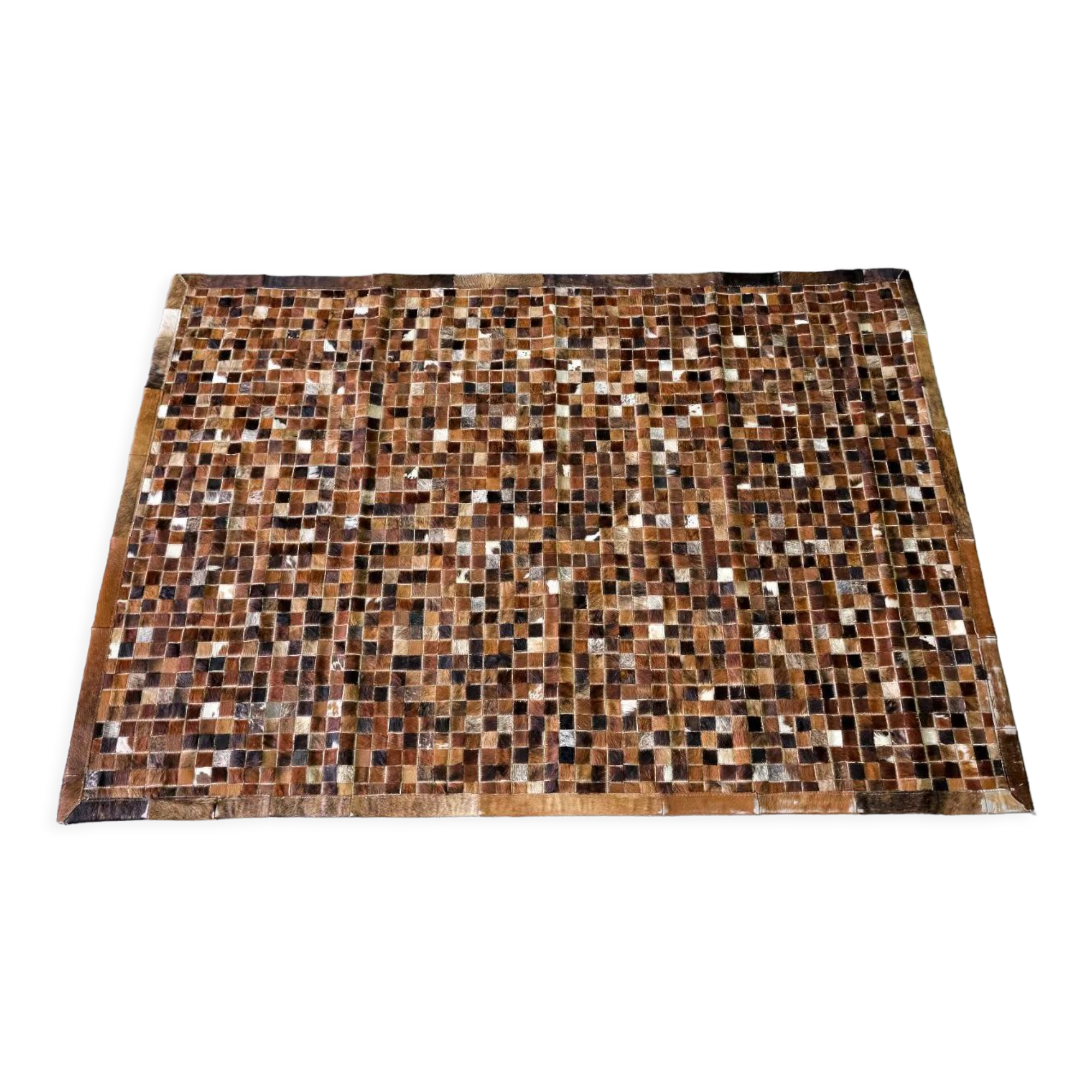 Tapis en cuir de vache vintage en patchwork, années 1970