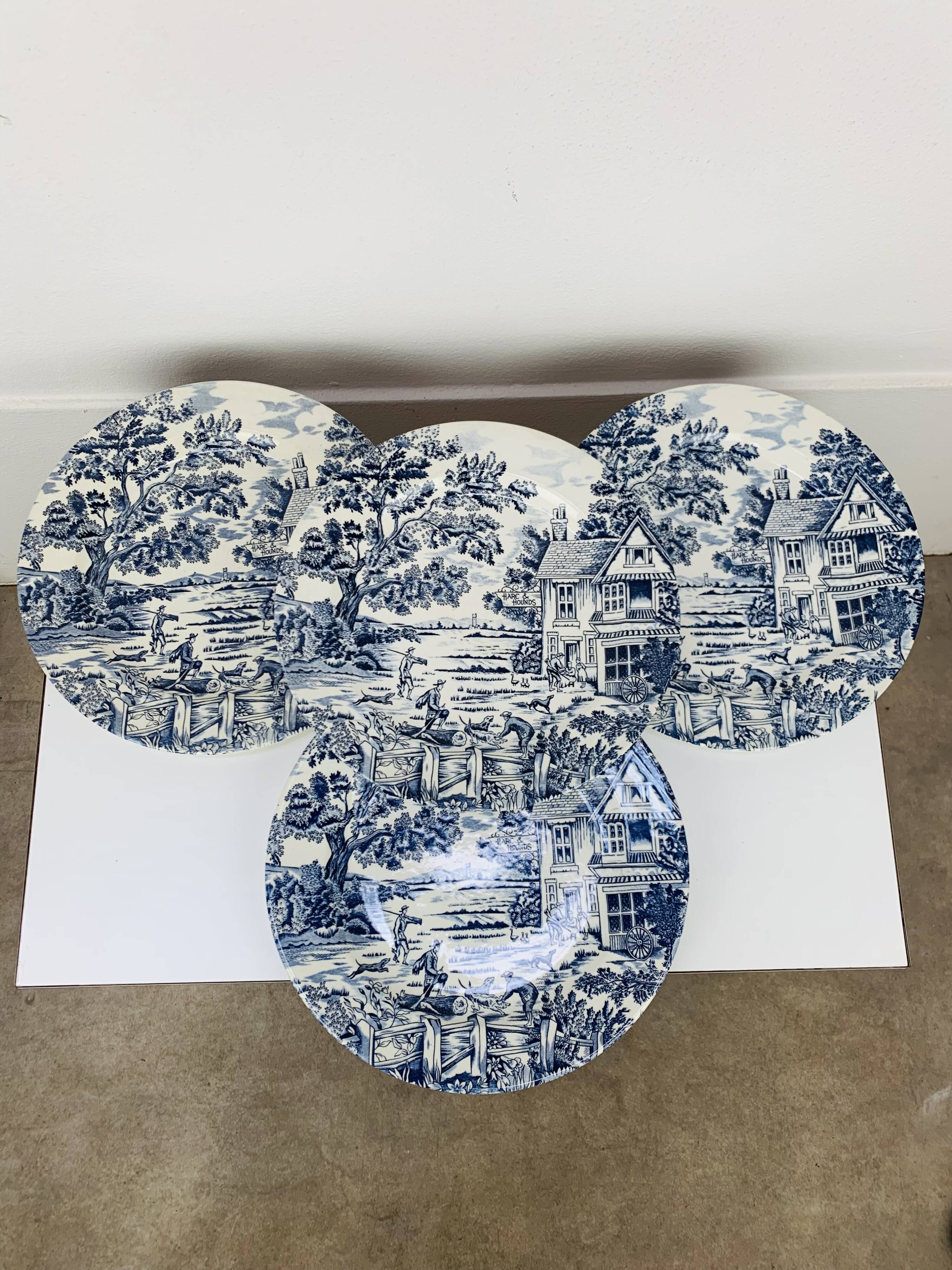 4 English ironstone dinner plates