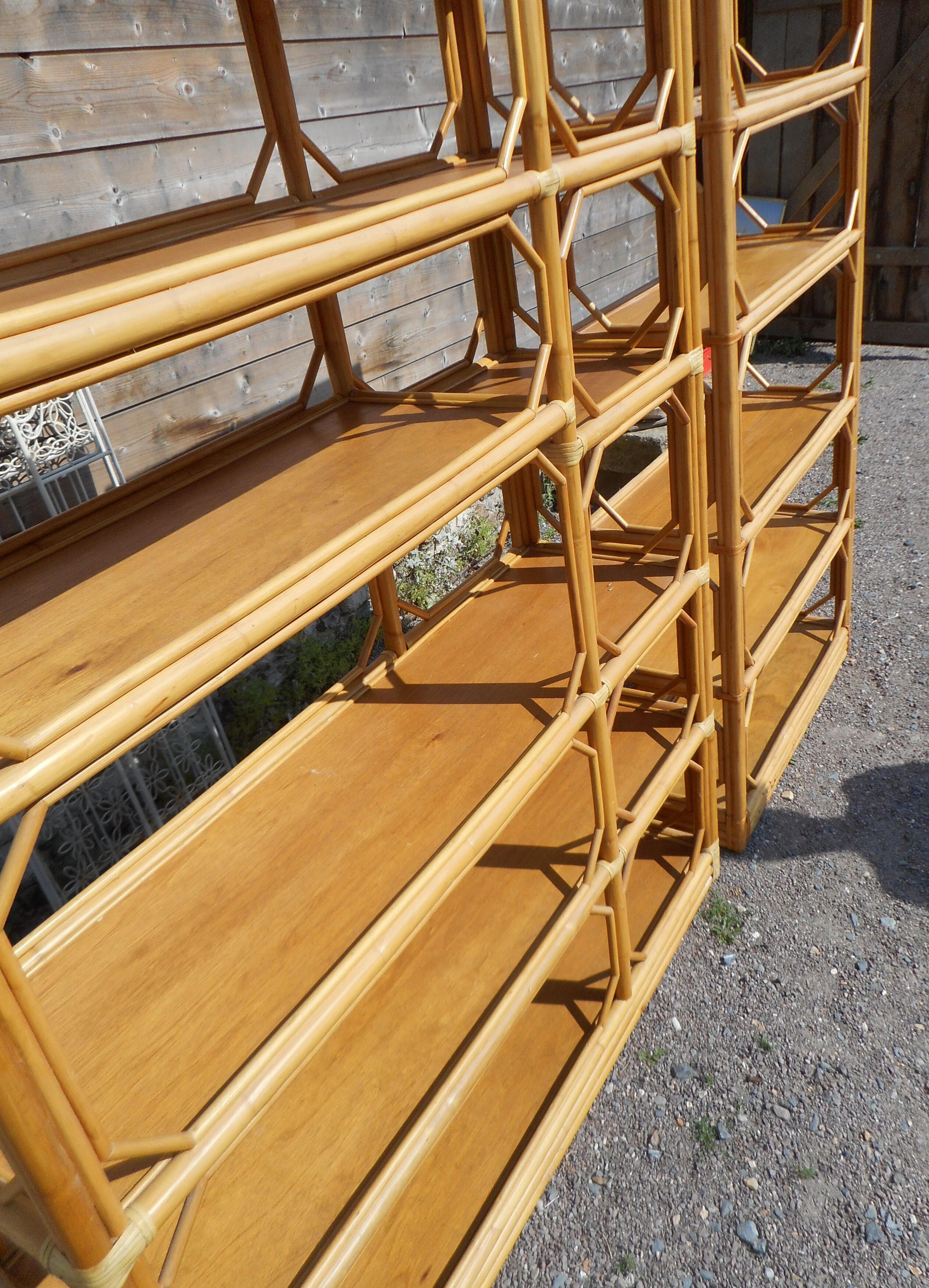 Set of 2 vintage rattan bookshelves