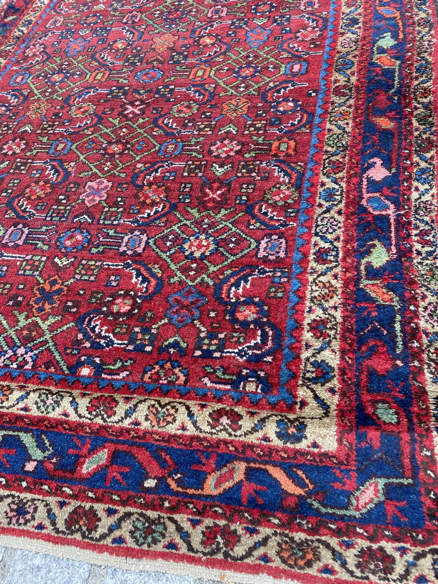 Handmade ancient persian hamadan carpet 120x204 cm