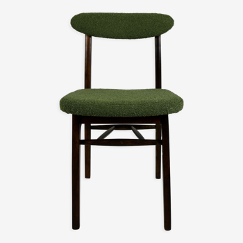 Green olive boucle dining chair from rajmund halas, 1970s,