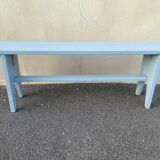 Blue painted wooden bench