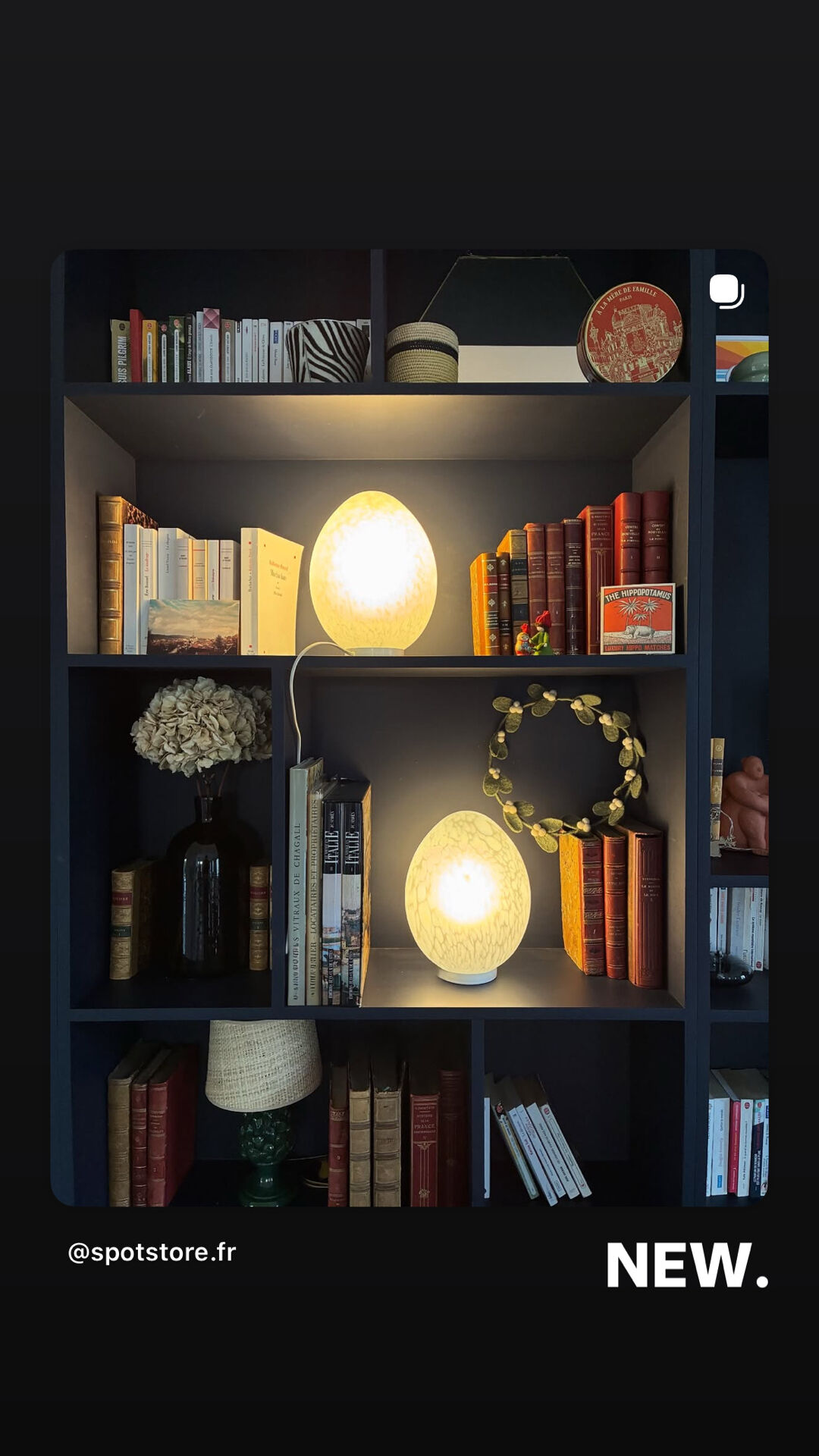 Lampe ovoïde en verre moucheté - 1970.