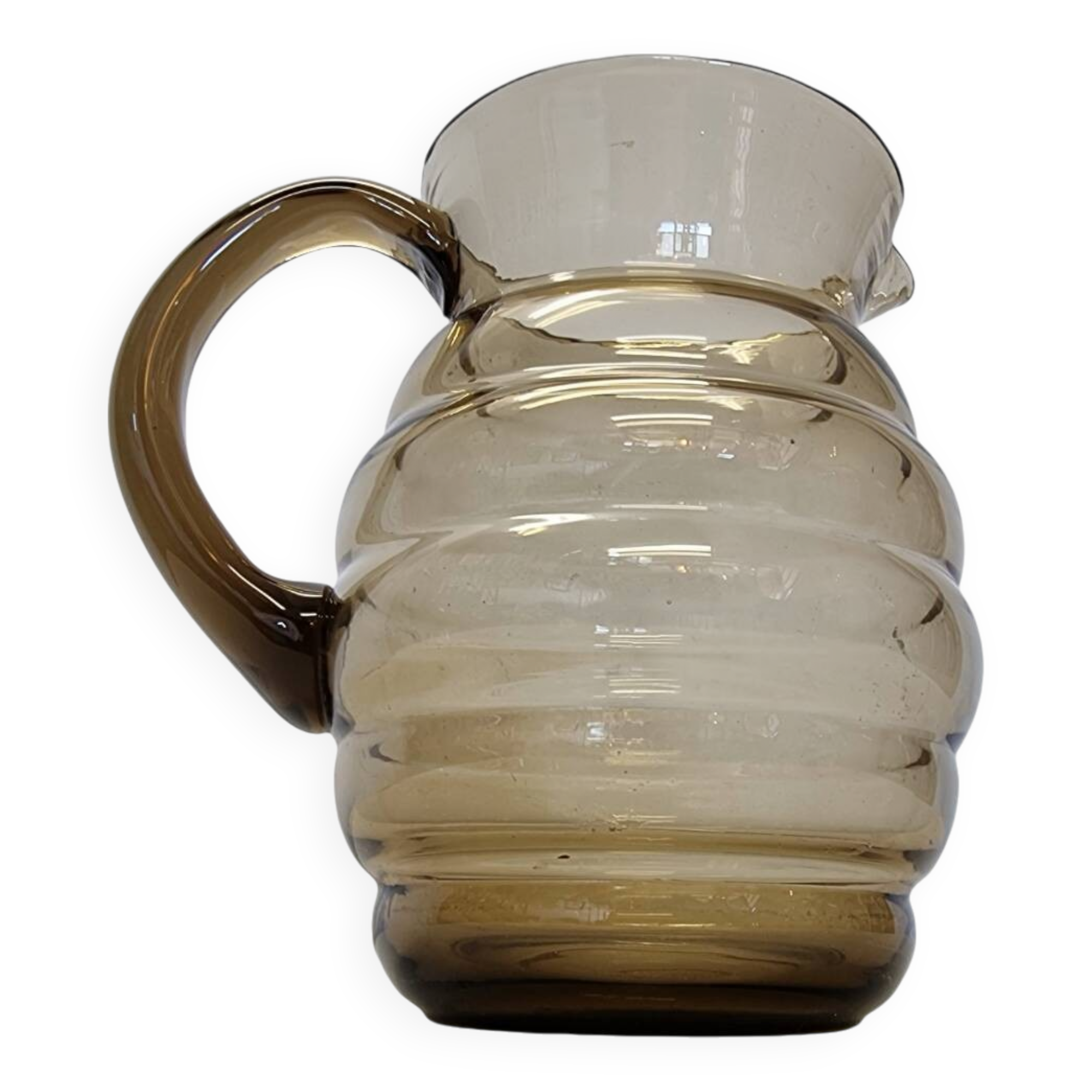 Vintage Smoked Glass Water Carafe, 1950s