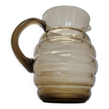 Vintage Smoked Glass Water Carafe, 1950s