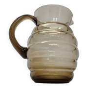 Vintage Smoked Glass Water Carafe, 1950s