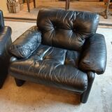 Pair of designer leather armchairs by Tobia Scarpa