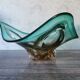 Large amber and green glass cup