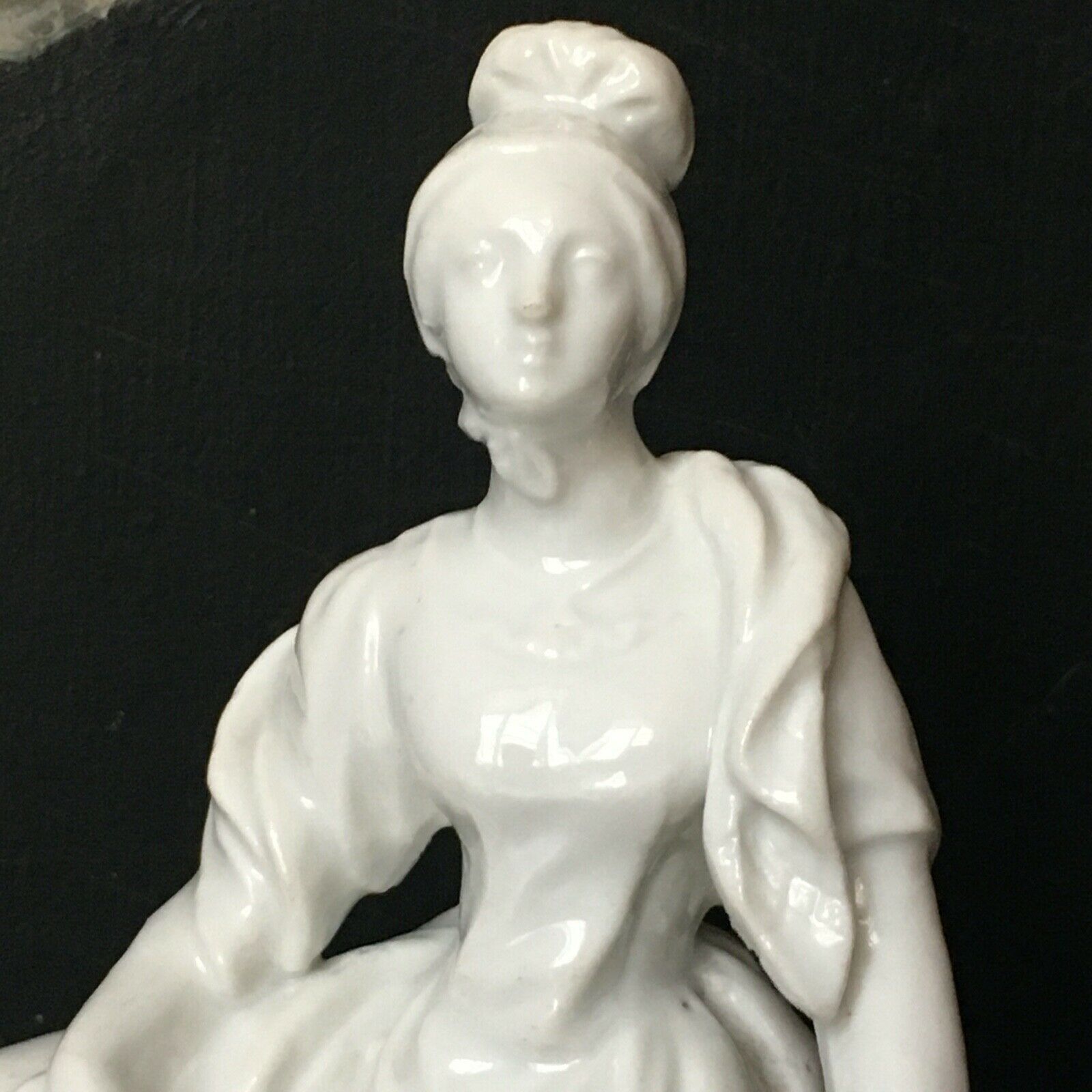 Vase Subject White Porcelain Young Woman at the Chicken