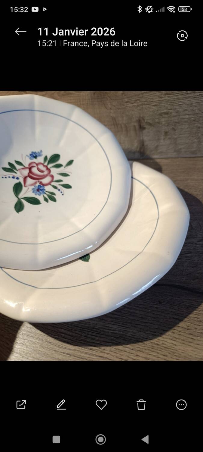 Round hollow plate, old pink model Graziella, Digoin Sarreguemines 1930.