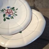 Round hollow plate, old pink model Graziella, Digoin Sarreguemines 1930.