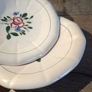 Round hollow plate, old pink model Graziella, Digoin Sarreguemines 1930.