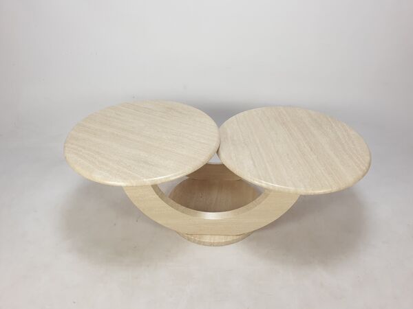 Table basse en travertin italien, années 1980